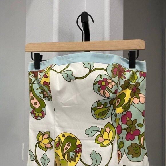 A-line Dress by Robin Jordan size 2 Strapless Floral Paisley Y2K 90s Mini Blue - Picture 2 of 9